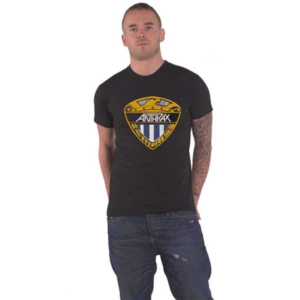 Anthrax T Shirt Eagle Shield Stars distressed Band logo Official Mens Black Black M