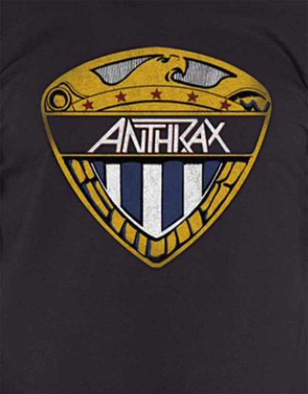 Anthrax T Shirt Eagle Shield Stars distressed Band logo Official Mens Black