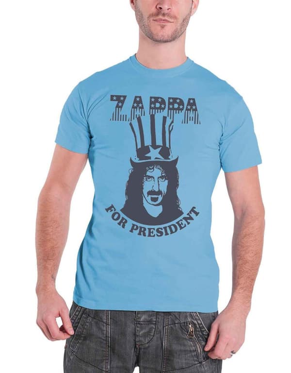 Frank Zappa Mens T Shirt Blue Zappa For President logo design Official Blue M
