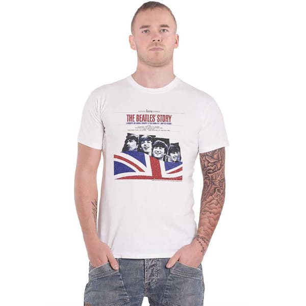 The Beatles T Shirt The Beatles Story Band Logo Official Mens White