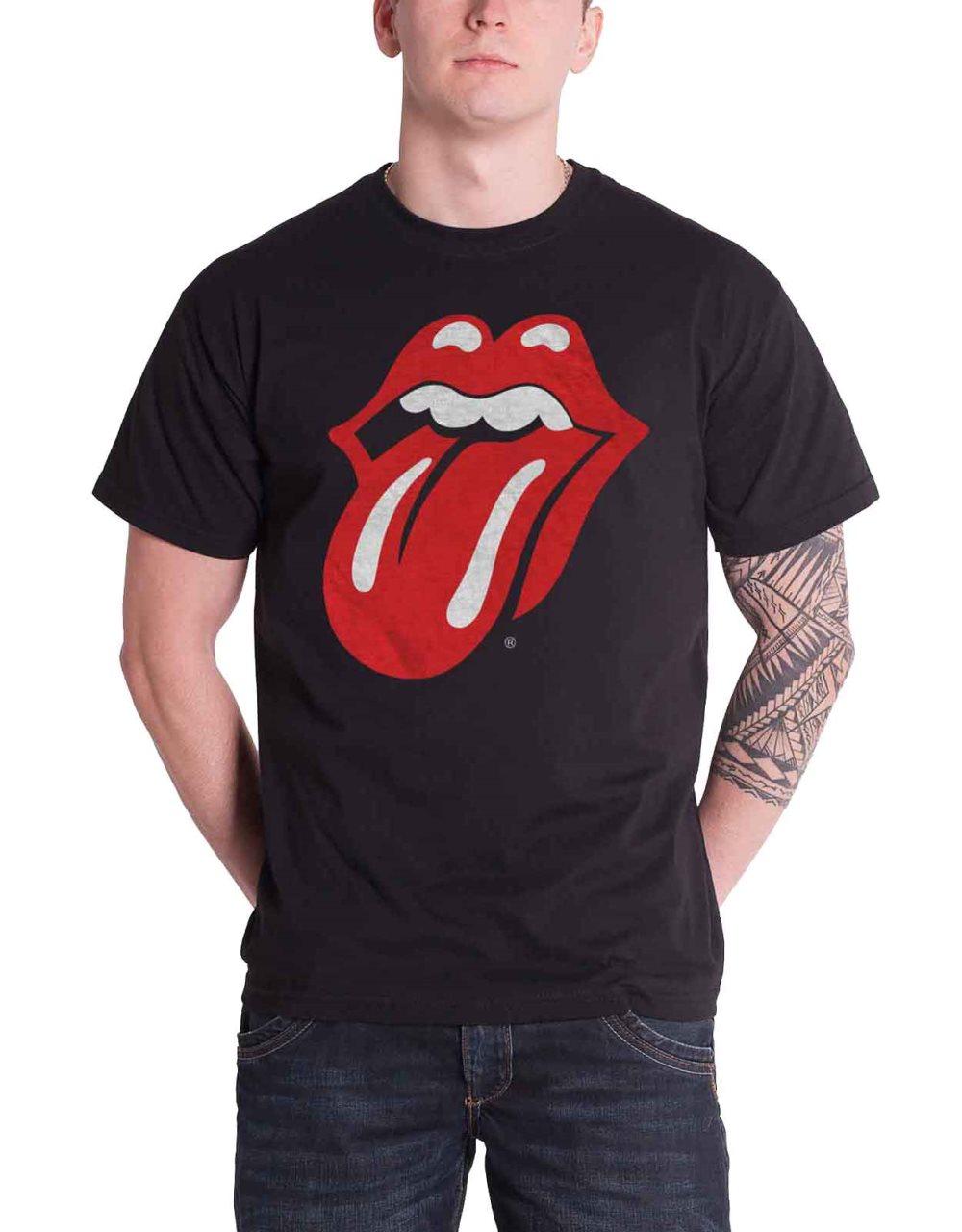 The Rolling Stones T Shirt Classic Tongue Band Logo Official Mens Black L