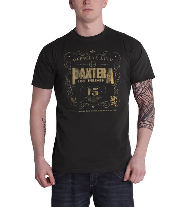 Pantera T Shirt 101 Proof Distressed band logo Official Mens  Black