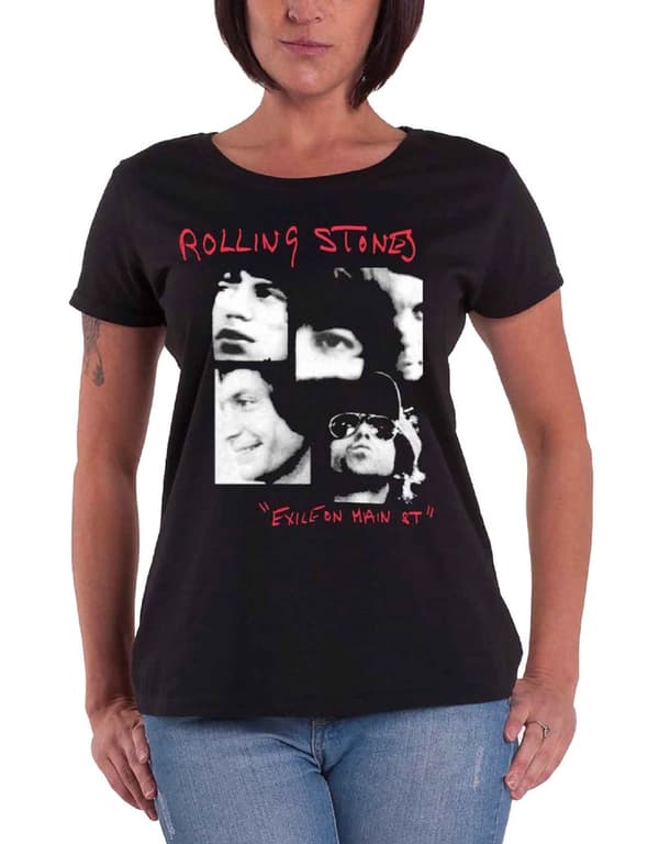 The Rolling Stones T Shirt Exile on Main Street Official Womens Black Skinny Fit