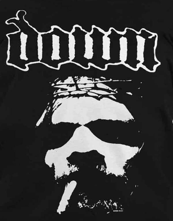 Down T Shirt Smoking Jesus Face band logo official Mens Black