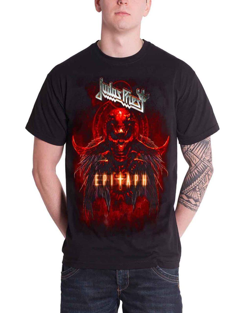 Judas Priest T Shirt Epitaph Red Horns band logo Official Mens L