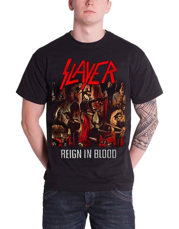Slayer T Shirt Reign In Blood Killer Album Band Logo Official Mens Black