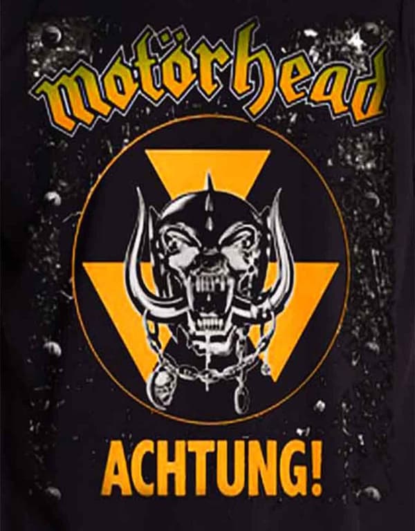 Motorhead T Shirt Achtung Warpig England band logo mens black Official