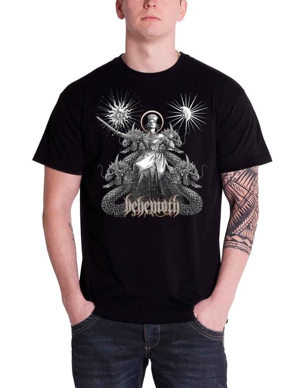 Behemoth Mens T Shirt Black Evangelion band logo Official