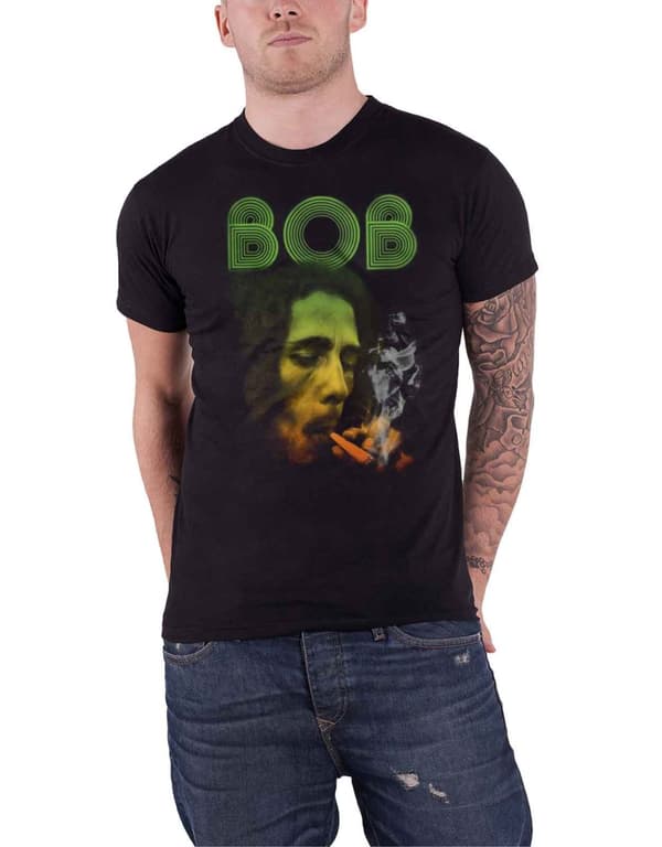 Bob Marley T Shirt Jamaican Colours Logo Official Mens Black Black XXL