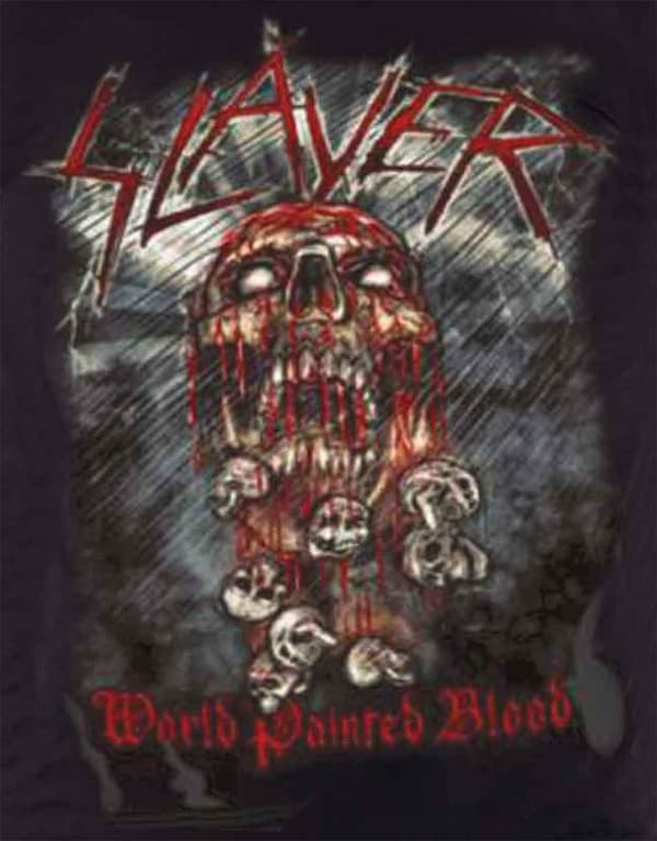 Slayer T Shirt World Painted Blood Skeleton Band Logo Official Mens Black