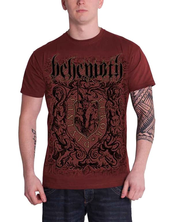 Behemoth T Shirt Furor Divinus band logo Official Mens Maroon Red XL