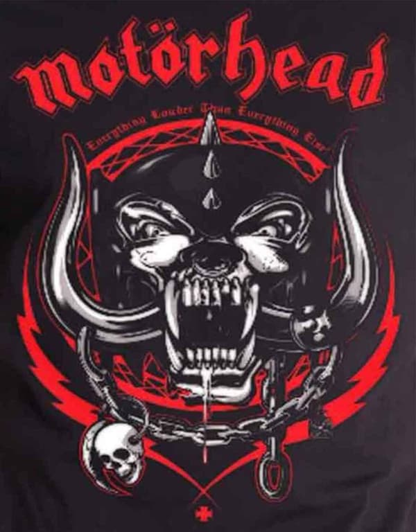 Motorhead T Shirt Lightning Red Wreath Warpig Band Logo Official Mens Black