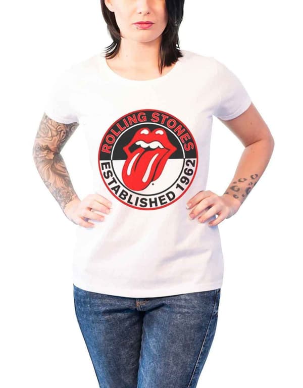 Rolling Stones T Shirt Est 1962 Official Womens White Skinny Fit