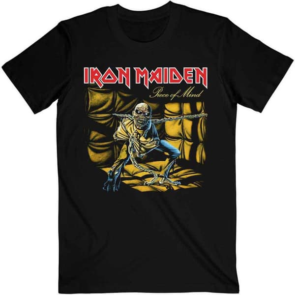 Iron Maiden T Shirt Piece Of Mind Album Cover Band Logo Official Black
