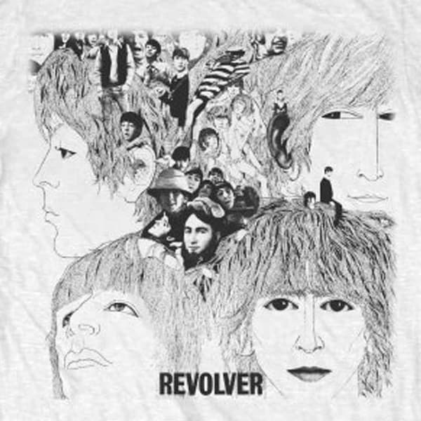 The Beatles T Shirt Revolver Album Cover Band Logo Official Mens White