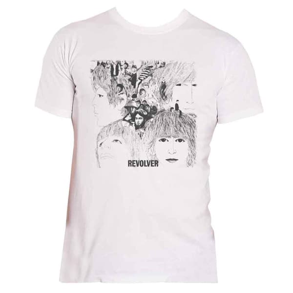 The Beatles T Shirt Revolver Album Cover Band Logo Official Mens White