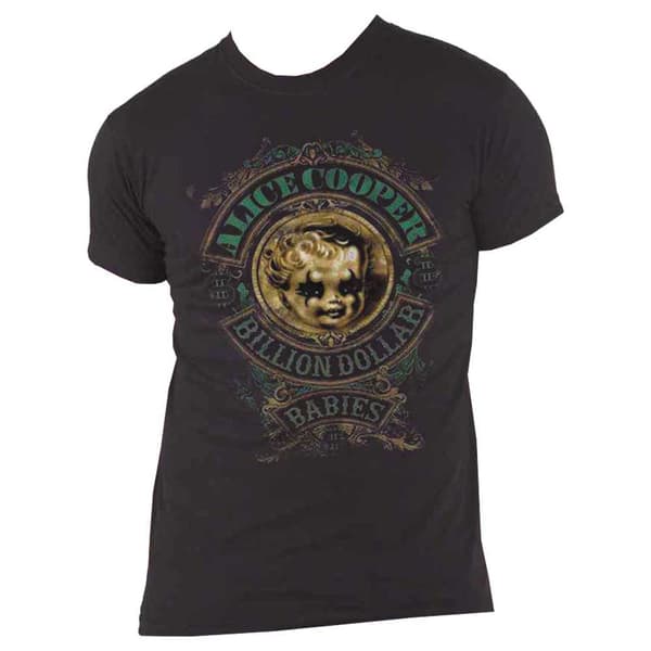 Alice Cooper Mens T Shirt Black Billion Dollar Babies Crest Distressed Official