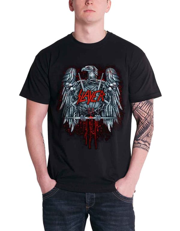 Slayer Mens T Shirt Black Ammunition Eagle Anarchy band logo Official