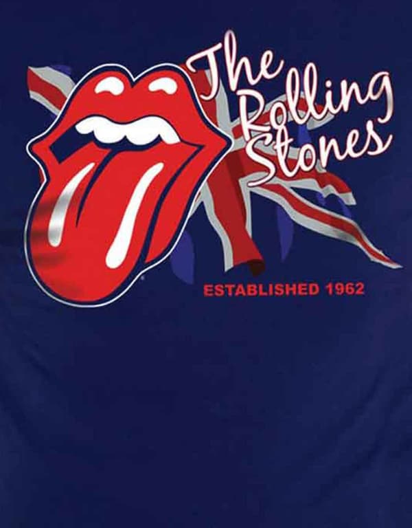 The Rolling Stones T Shirt Lick the Flag Classic Tongue Logo Official Mens Blue