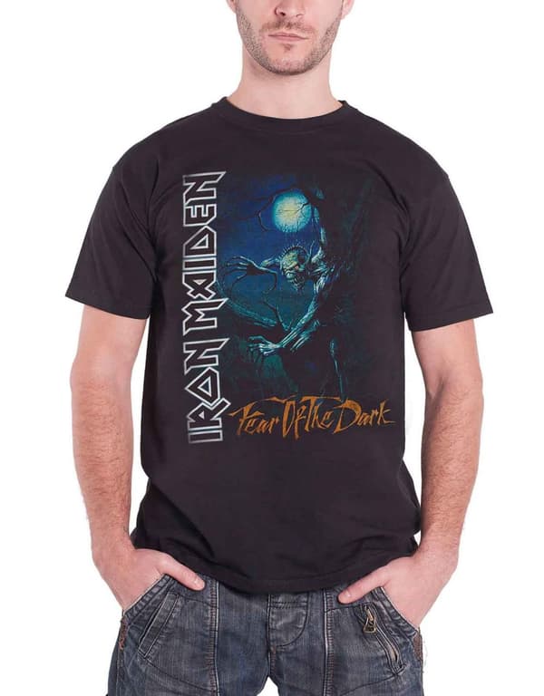 Iron Maiden T Shirt Fear Of The Dark Tree Sprite band logo Mens Black