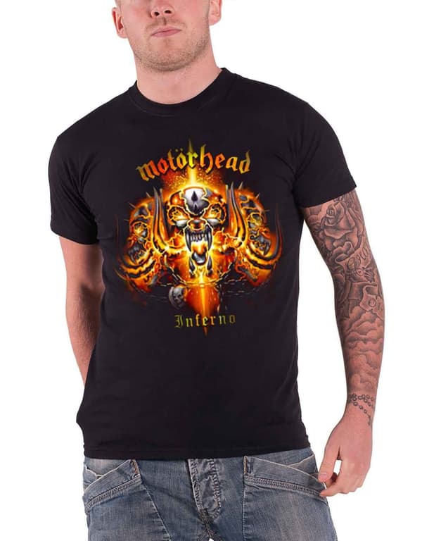 Motorhead T Shirt Inferno War Pig Red Band Logo Official Mens Black Black S