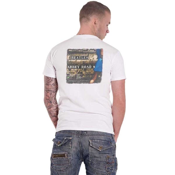 The Beatles T Shirt Abbey Road Crossing Band Logo Official Mens White