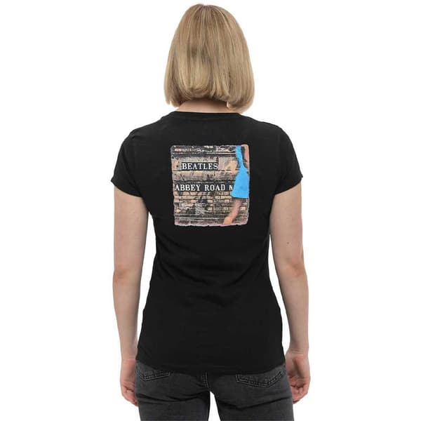 The Beatles T Shirt Abbey Road Official Womens black Skinny Fit