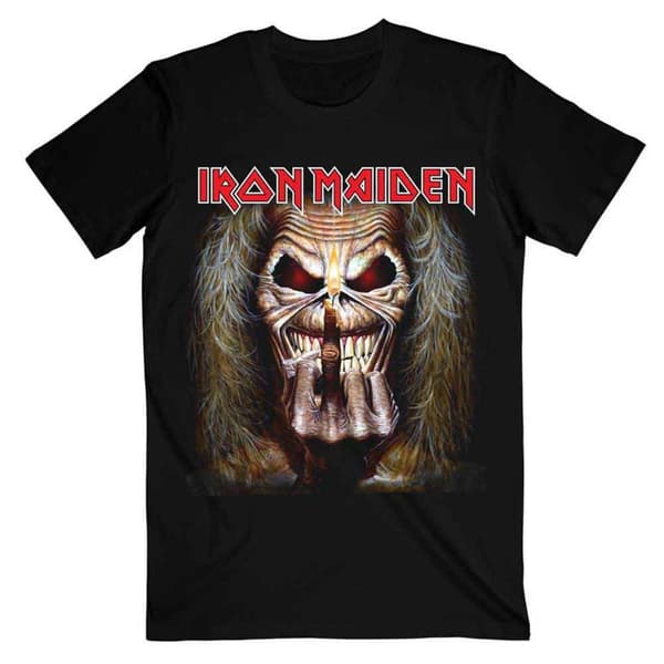 Iron Maiden T Shirt Eddie Candle Finger Album Band Logo Official Black