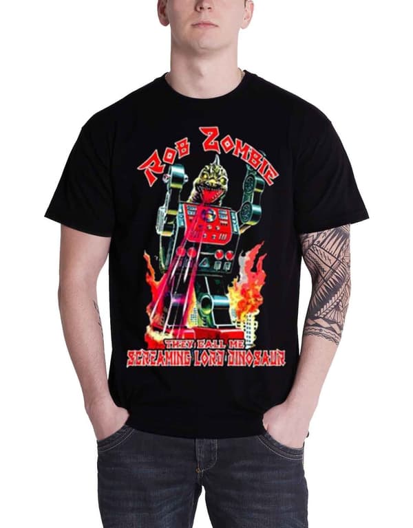 Rob Zombie Mens T Shirt Black Lord Dinosaur Robot Killer Official