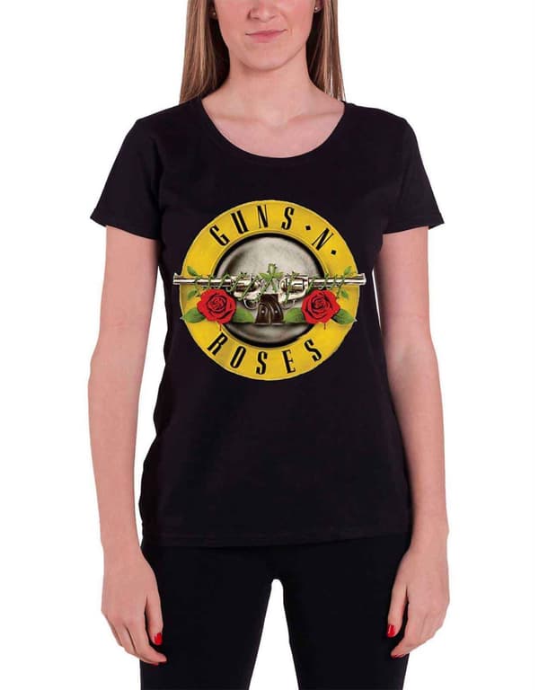 Guns N Roses T Shirt Classic Bullet Logo Official Womens Black Skinny Fit