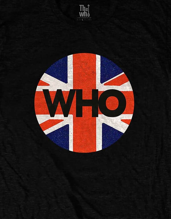 The Who T Shirt Union Jack Circle Band Logo Official Mens Black