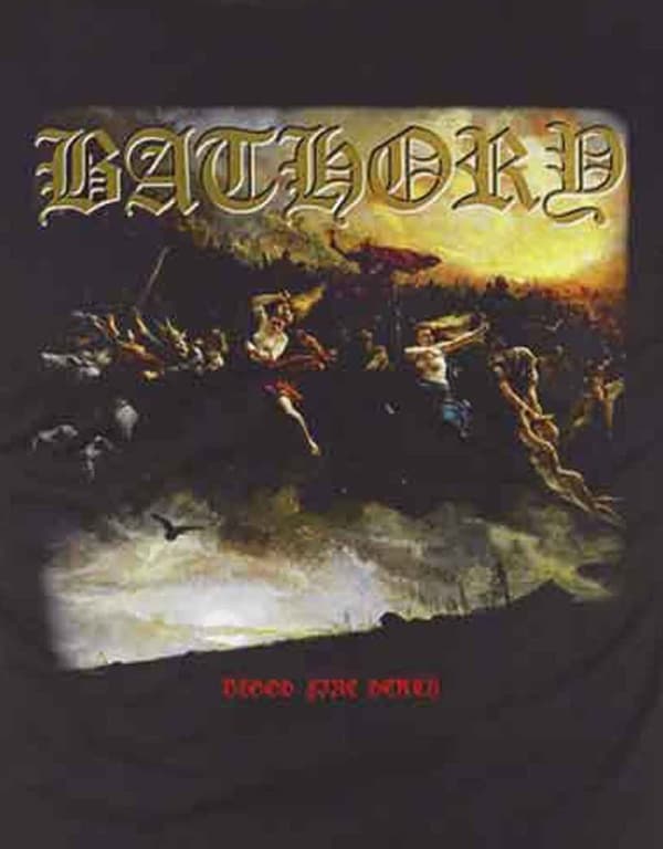 Bathory T Shirt Blood Fire Death Album Cover Official Mens Black