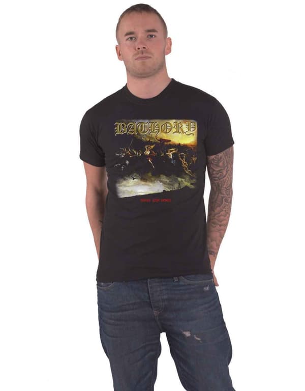 Bathory T Shirt Blood Fire Death Album Cover Official Mens Black Black M