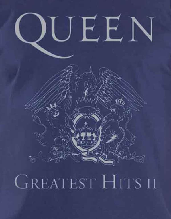 Queen Greatest Hits II Official Mens Blue T Shirt XL