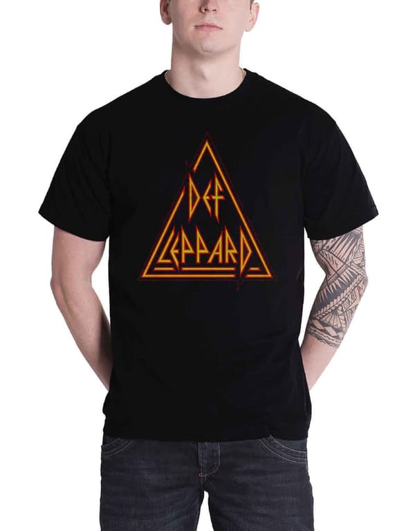 Def Leppard T Shirt Classic Triangle Band Logo Official Mens Black