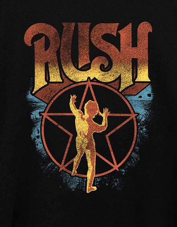 Rush T Shirt 2112 Starman Gold Band Logo Official Mens Black