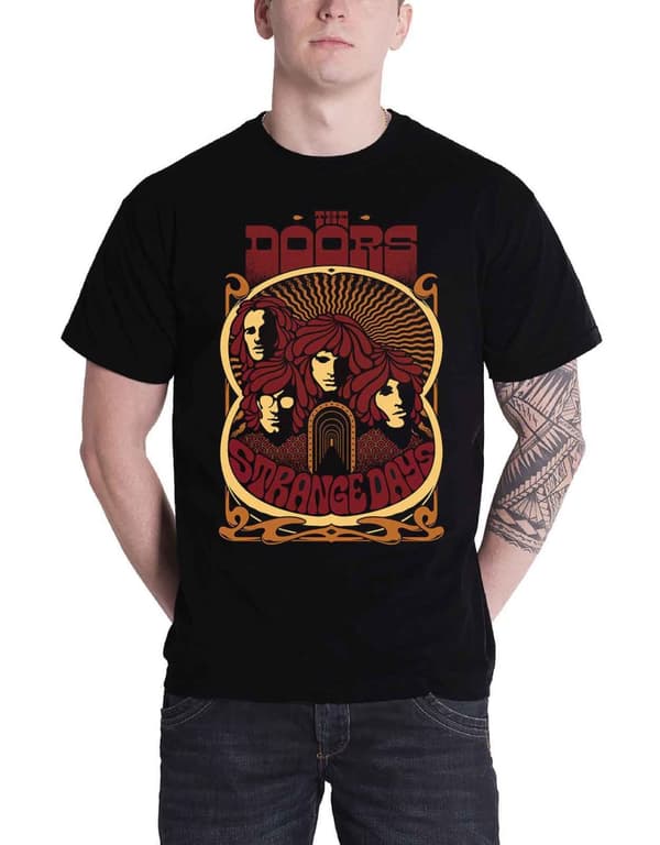 The Doors T Shirt Strange Days Vintage Poster Band Logo Official Mens Black Black L
