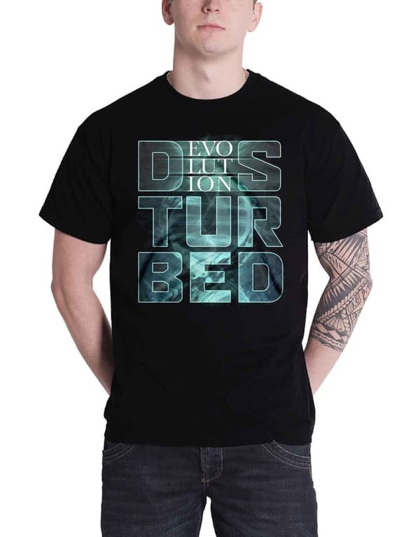 Disturbed T Shirt Evolution Band Logo Official Mens Black
