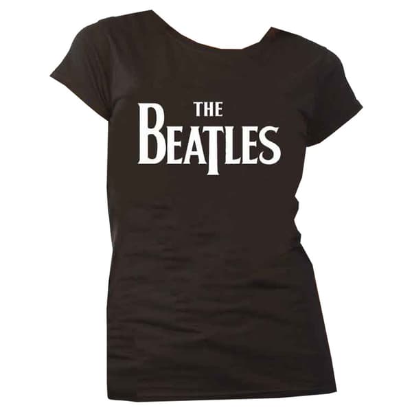 The Beatles T Shirt Drop T Logo Official Womens Skinny Fit Black XL