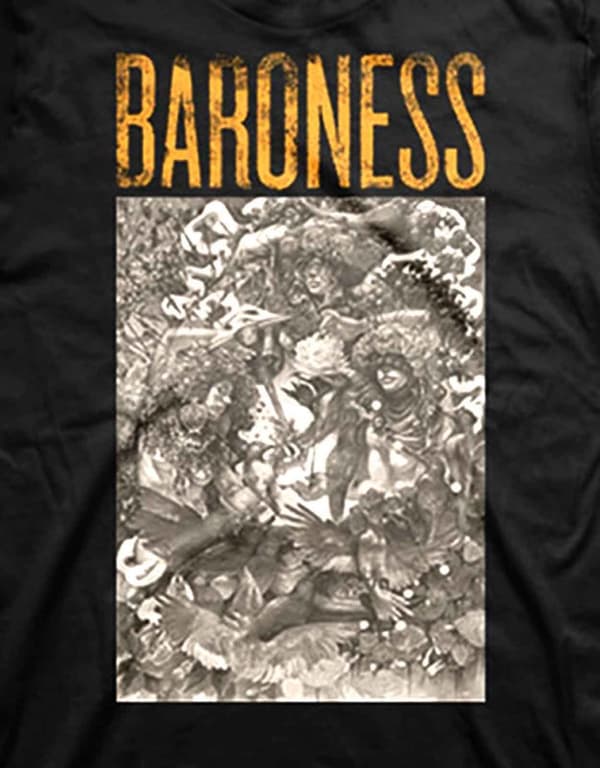 Baroness T Shirt Gold And Grey Band Logo Official Mens Black