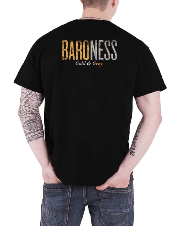 Baroness T Shirt Gold And Grey Band Logo Official Mens Black