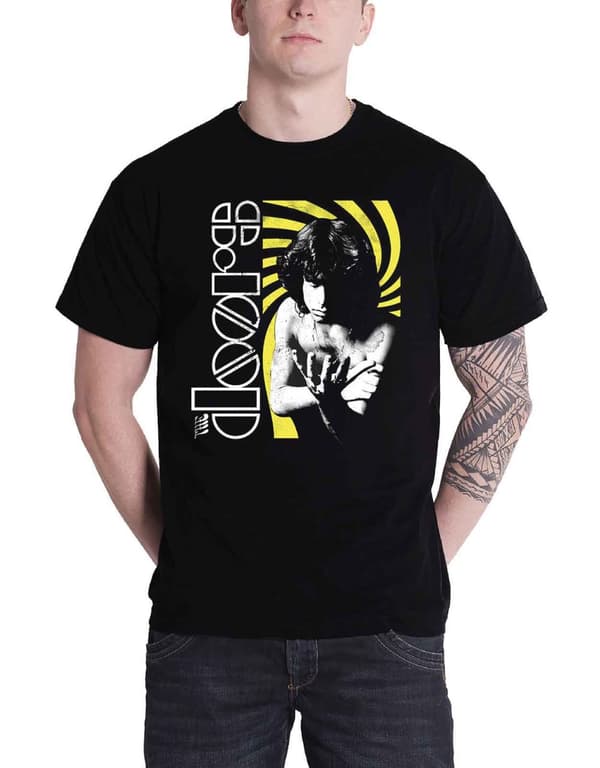 The Doors T Shirt Jim Spinning Band Logo Official Mens Black