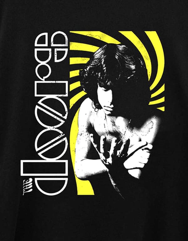 The Doors T Shirt Jim Spinning Band Logo Official Mens Black