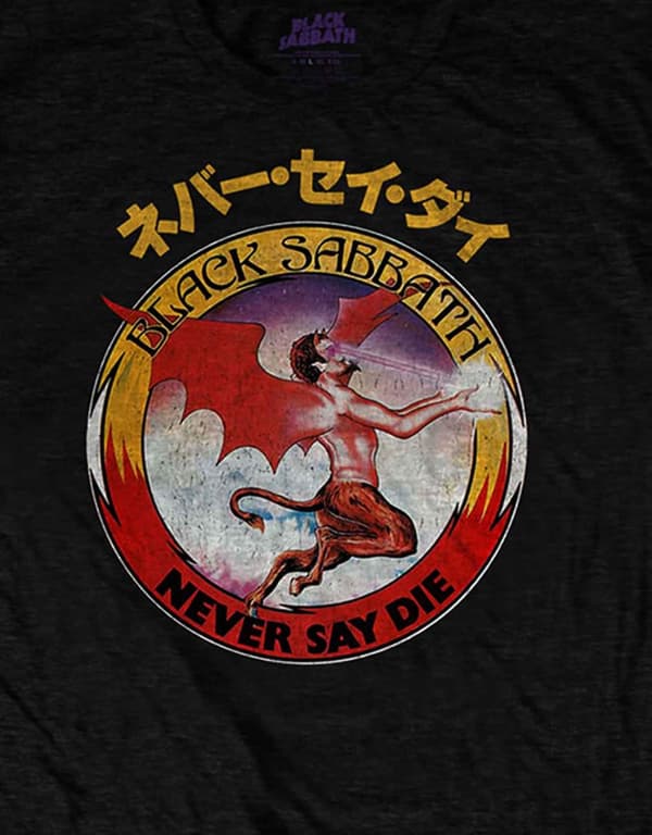 Black Sabbath T Shirt Never Say Die Japanese Logo Official Unisex Black