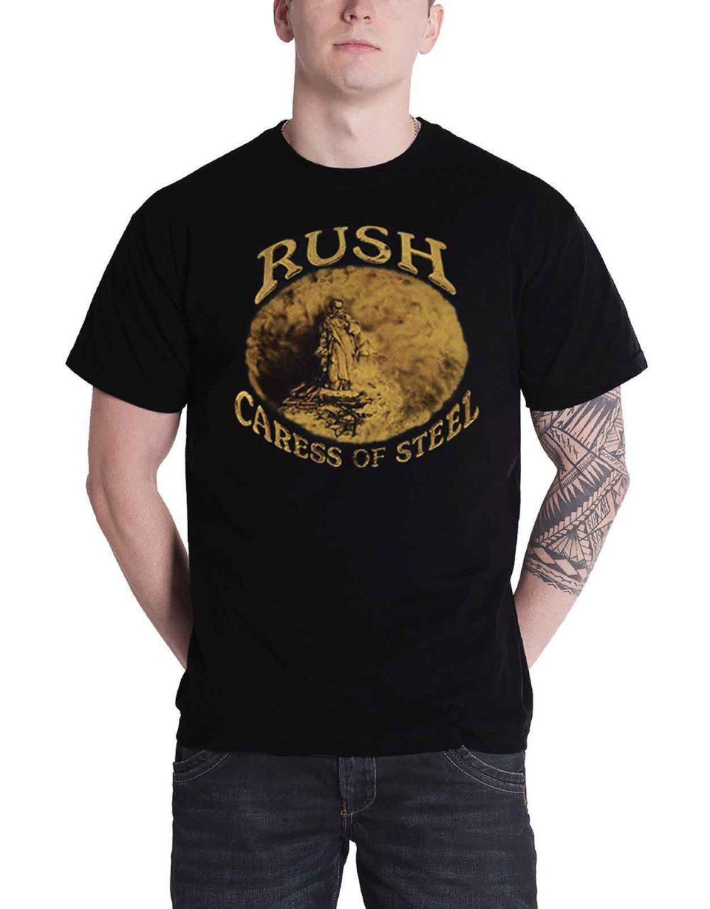 Rush T Shirt Caress Of Steel Track List Band Logo Official Mens Black