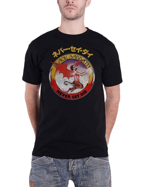 Black Sabbath T Shirt Never Say Die Japanese Logo Official Unisex Black
