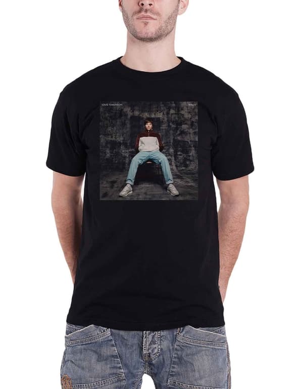 Louis Tomlinson T Shirt Walls Cover Logo Official Mens Black