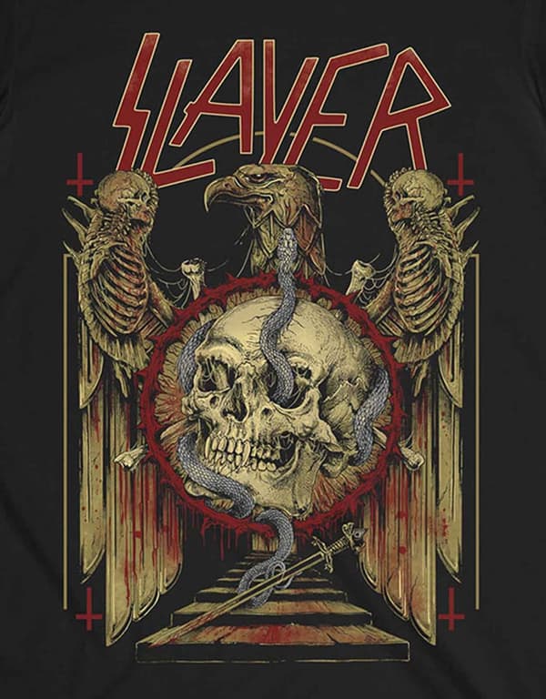 Slayer T Shirt Eagle and Serpent Band Logo Official Mens Black