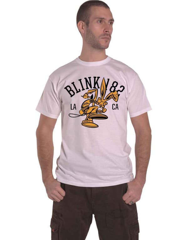 Blink 182 T Shirt College Mascot Band Logo Official Mens White
