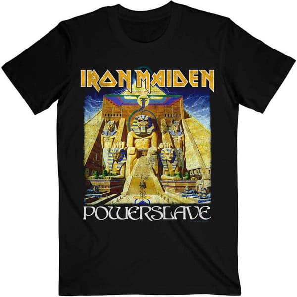 Iron Maiden T Shirt Powerslave World Slavery Tour Official Mens Black